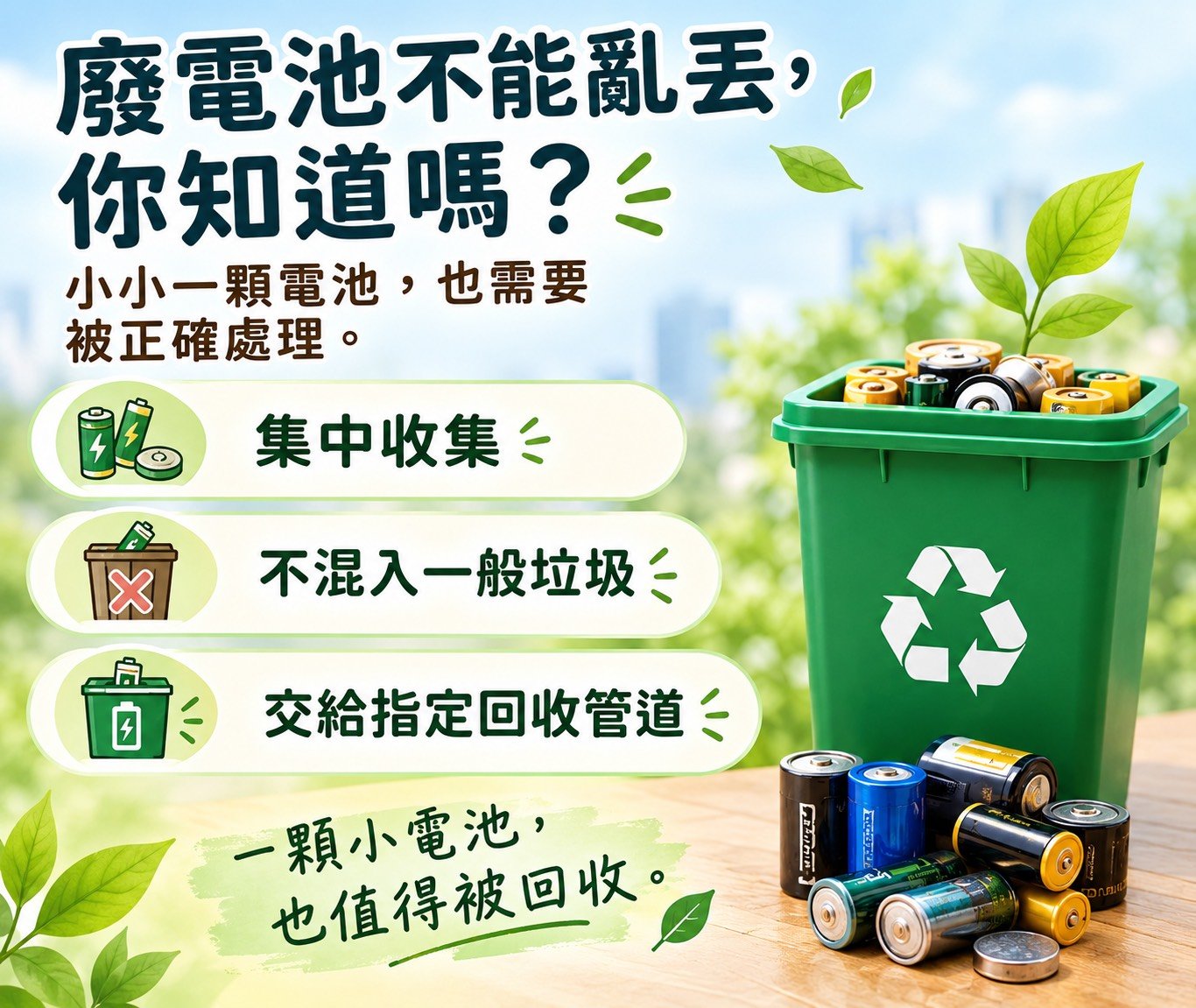 廢電池不能亂丟，你知道嗎？